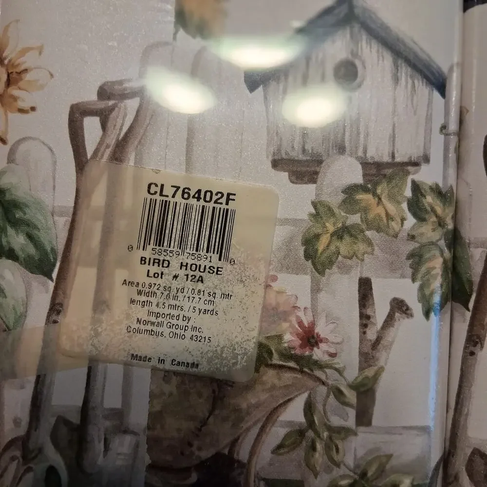 Home Trends new Wallpaper border 3 pkgs 5 yards each Bird house vintage